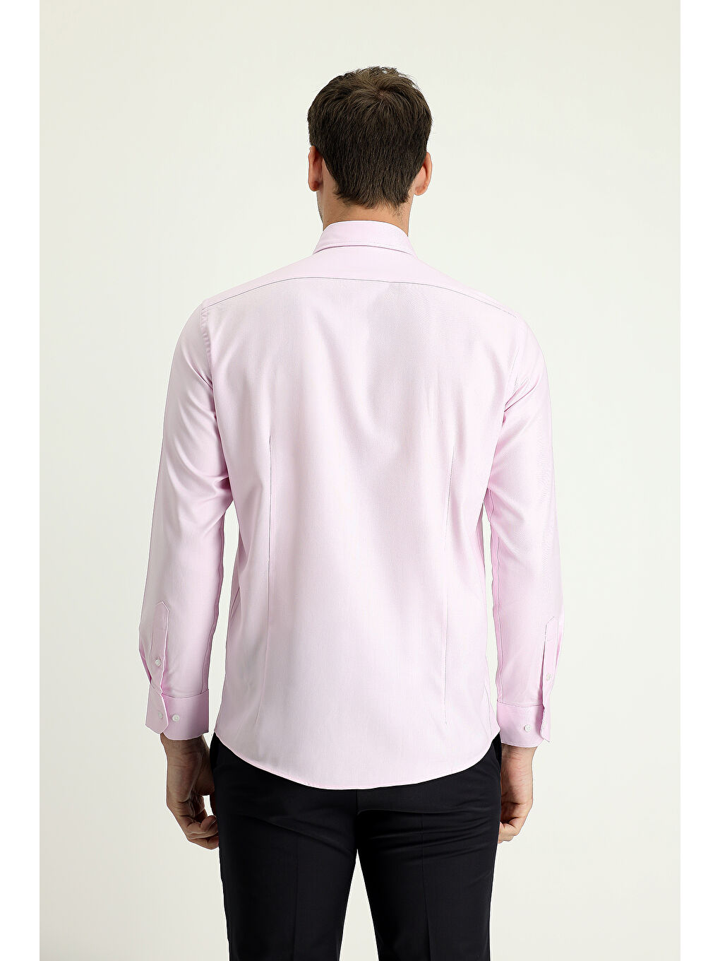 Pembe Uzun Kol Slim Fit Dar Kesim Oxford Pamuk Düğmeli Yaka %100 Pamuk Gömlek-2