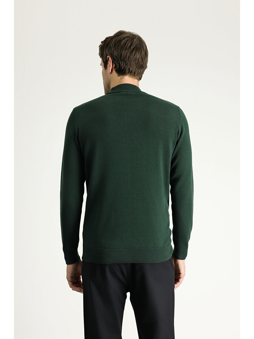 Yeşil Bato Yaka Regular Fit Pamuklu Triko Kazak-3