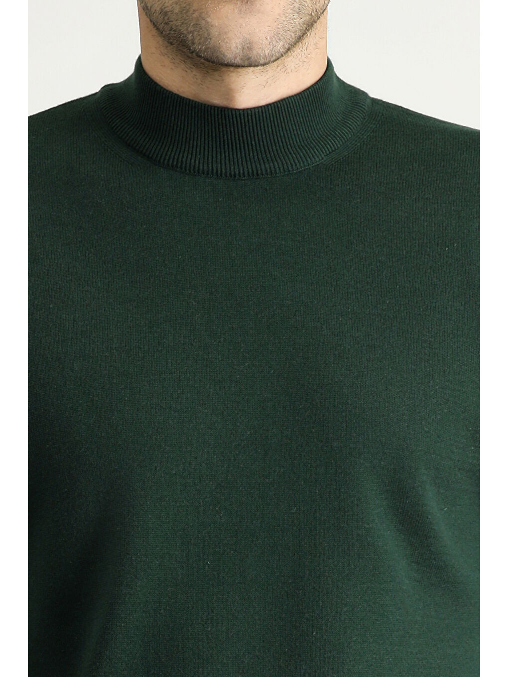 Yeşil Bato Yaka Regular Fit Pamuklu Triko Kazak-4