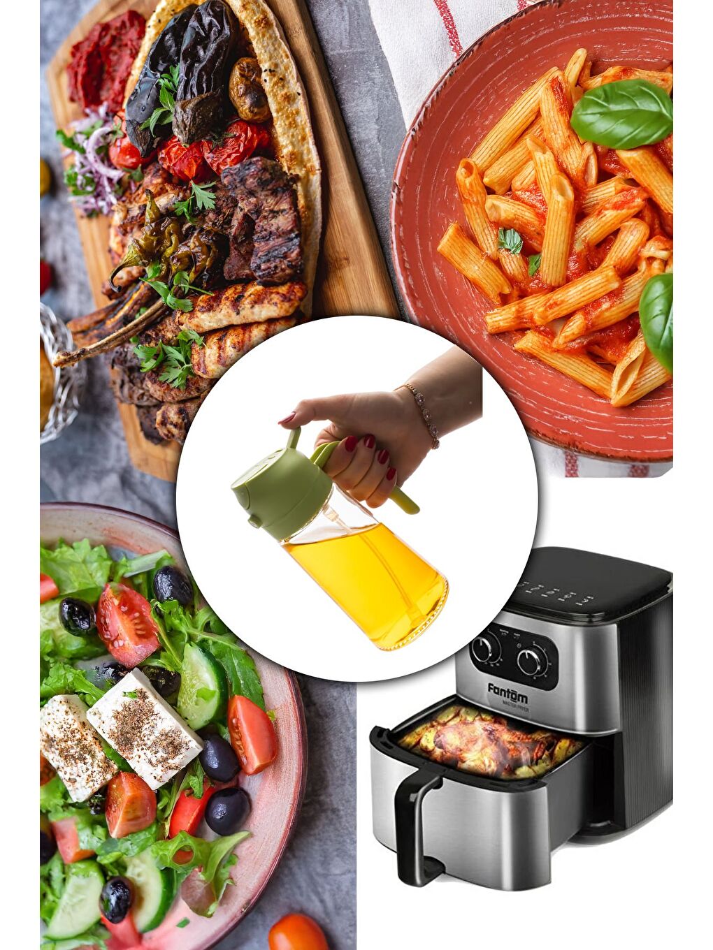 ALK-1900 Çok Amaçlı Cam Sprey Şişe -Yağdanlık Limon Sirke Sos Püskürtücü, Sızdırmaz Yağdanlık Yeşil-3