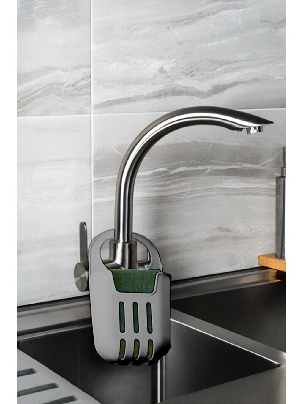 Org-319 Pratik Askılı Silikon Bulaşık Süngerlik Düzenleyici - Bulaşık Süngeri - Antrasit