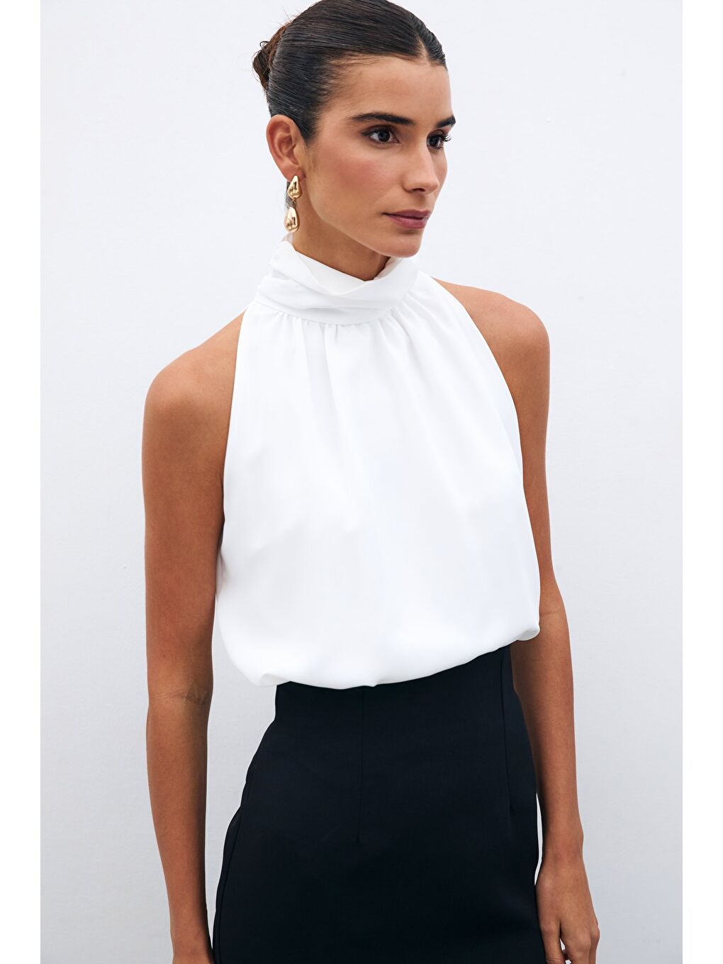 Kolsuz Salaş Bluz - Ekru