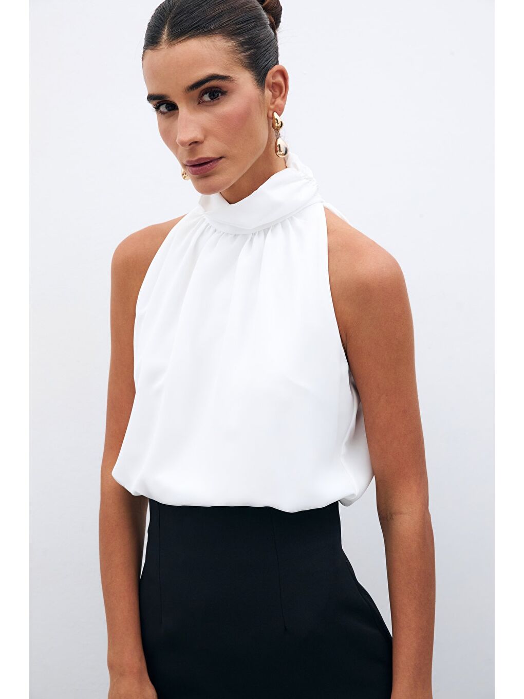 Kolsuz Salaş Bluz - Ekru-2