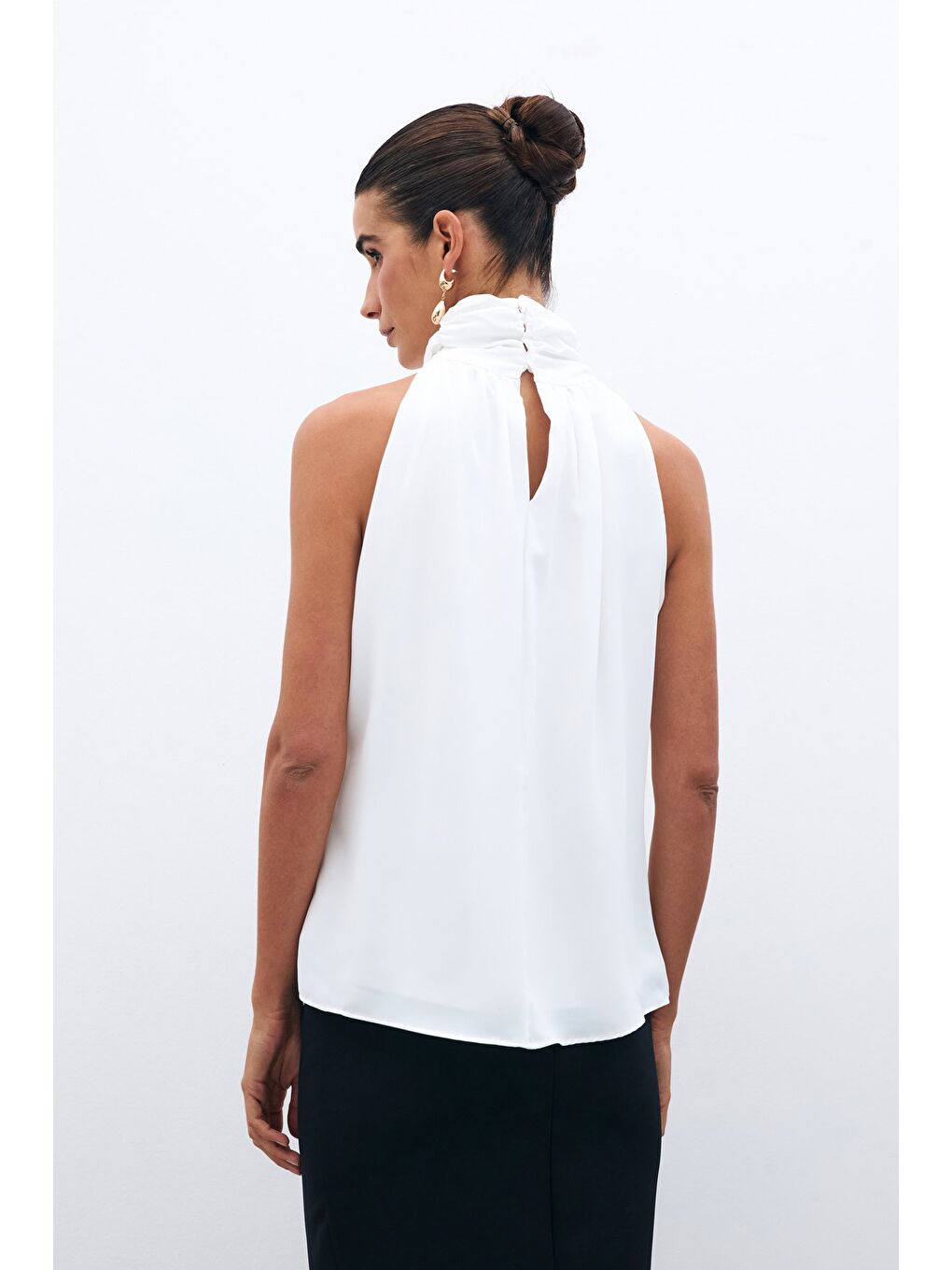 Kolsuz Salaş Bluz - Ekru-6