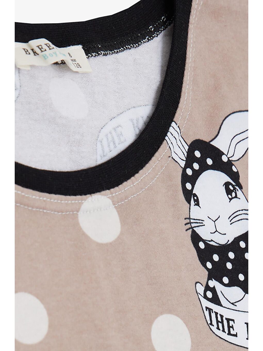 Erkek Çocuk Şortlu Pijama Takımı Sevimli Tavşancık Desenli Açık Kahverengi (4-8 Yaş)-4