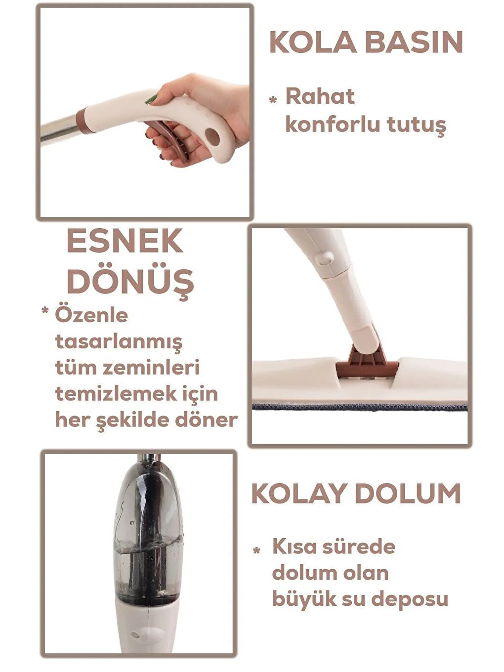Porsima Pembe Mop Sprey Deterjan Hazneli Mop Temizlik Seti - 2