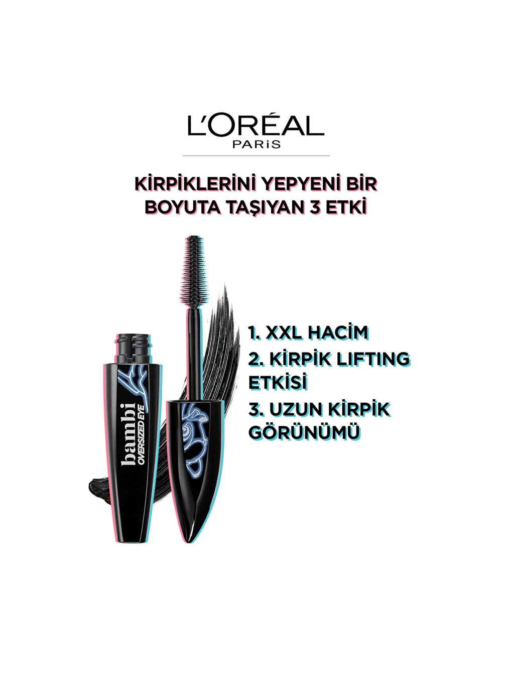 Bambi Eye Oversized Ceylan Göz Etkili Maskara - Siyah-5