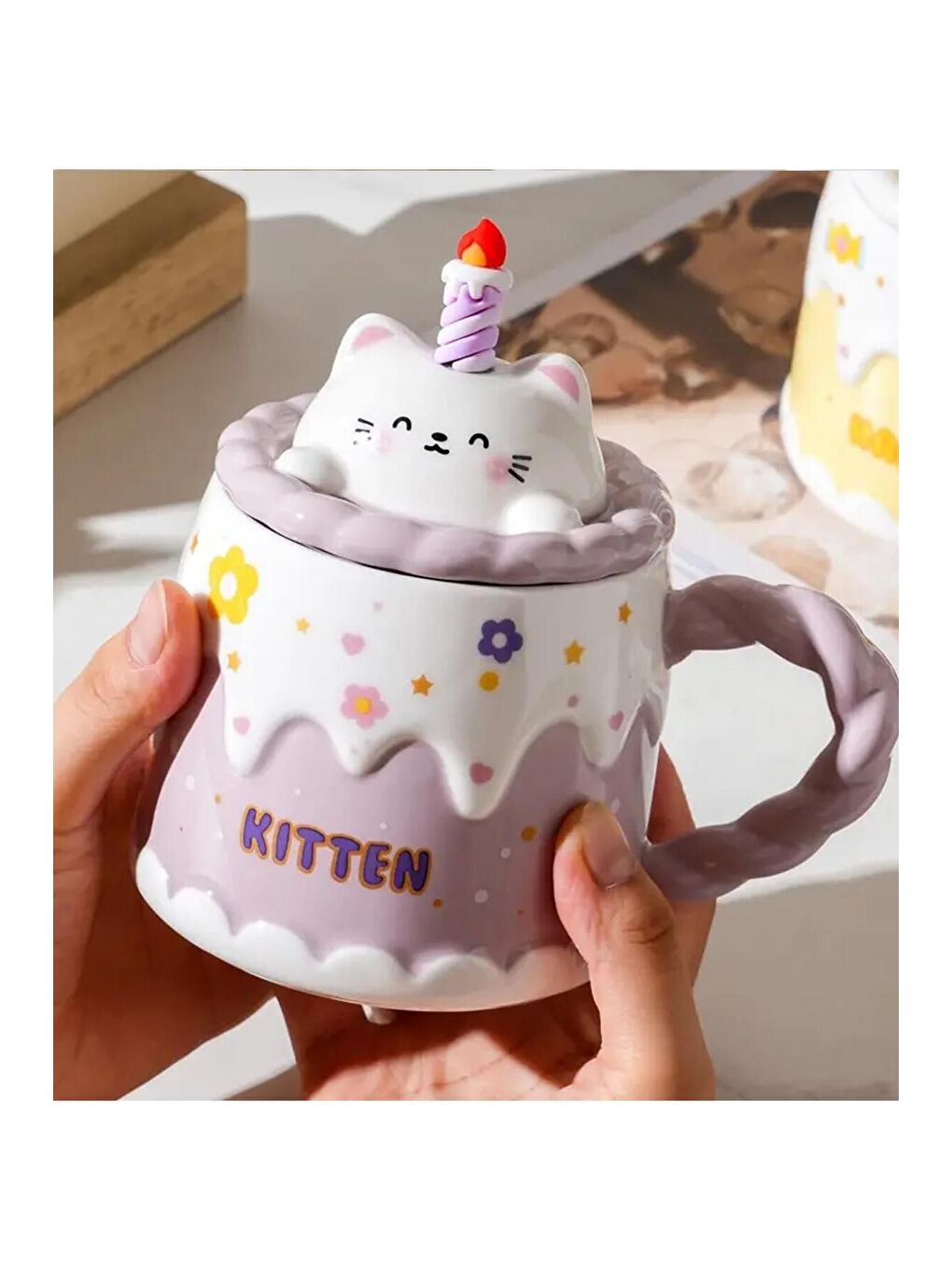 Karışık Pasta Kedi Temalı Seramik Kupa-2