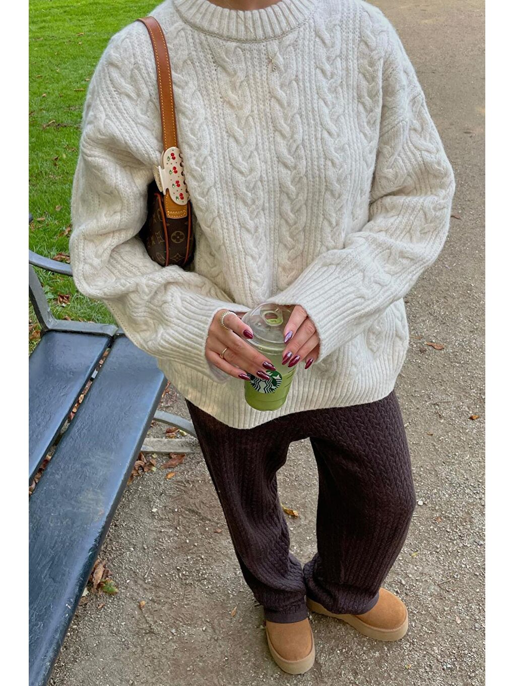 Ekru Bisiklet Yaka Oversize Triko Kazak Mg1969-1