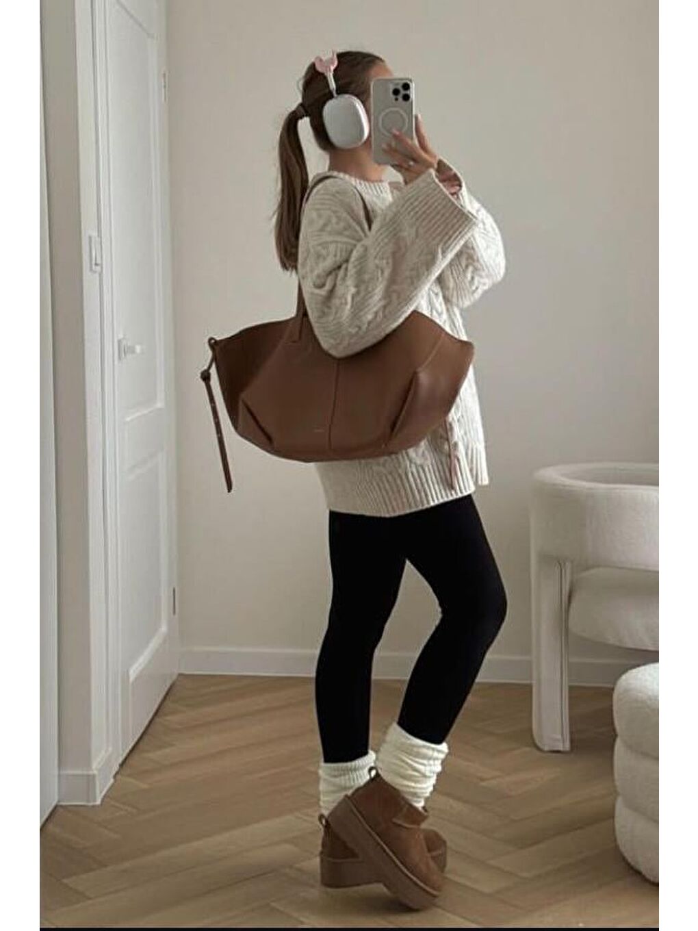 Ekru Bisiklet Yaka Oversize Triko Kazak Mg1969-6