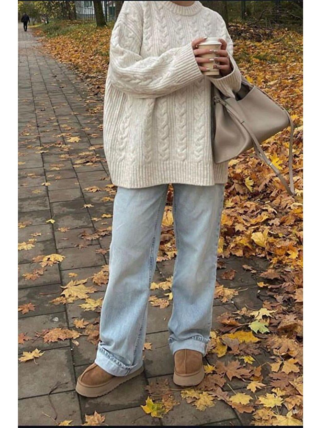 Ekru Bisiklet Yaka Oversize Triko Kazak Mg1969-7