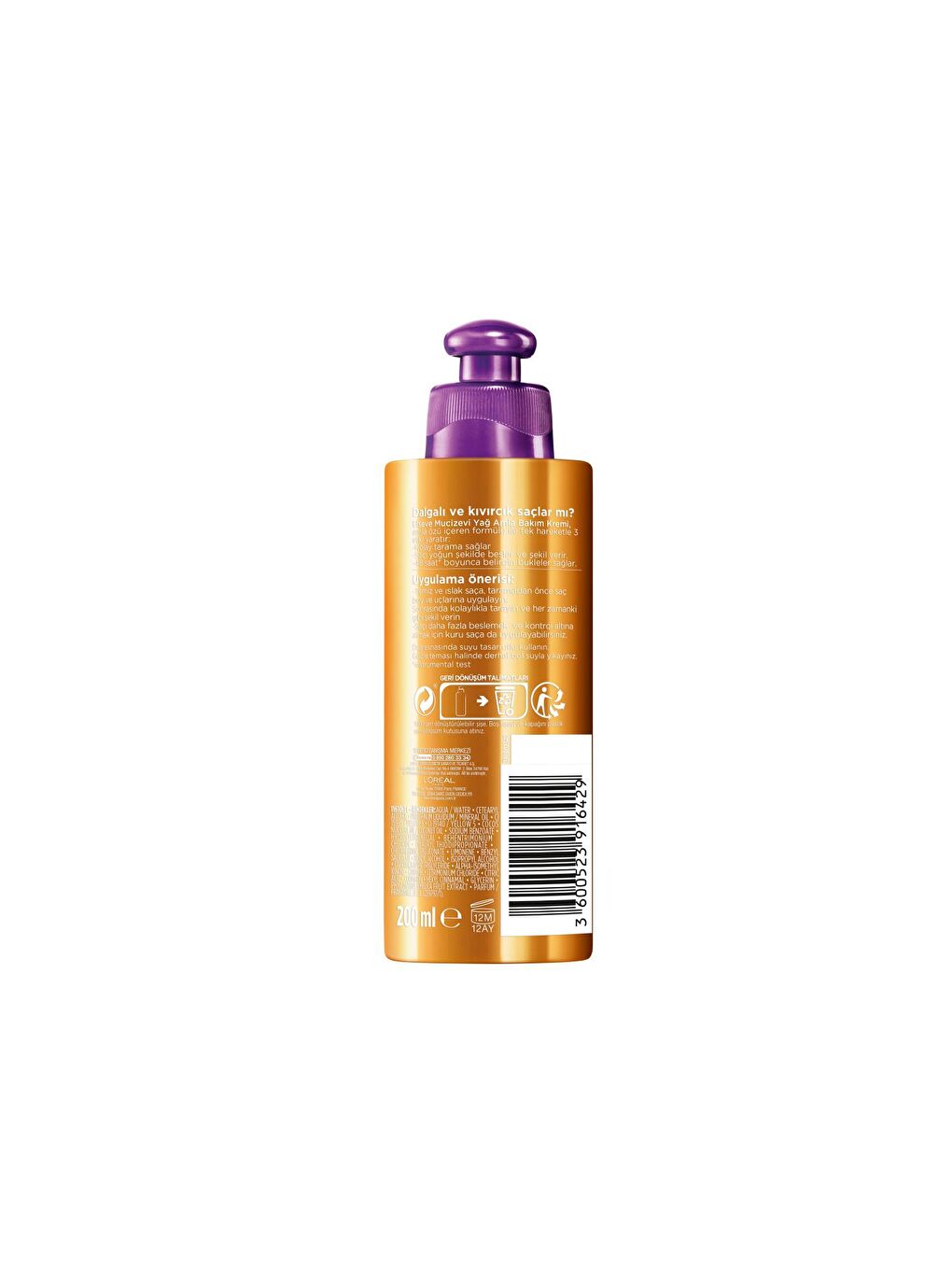 L'Oreal Paris Şeffaf Mucizevi Amla Yağı Bukle Belirginleştirici Saç Bakım Kremi (200 ml) - 1