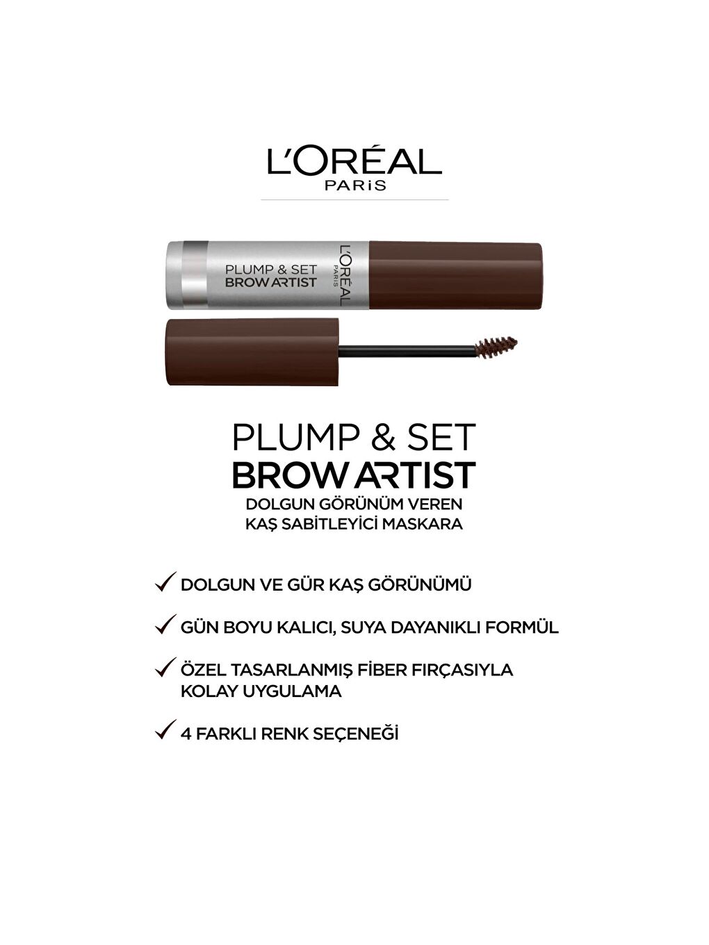 Brow Artist Plump&Set Renkli Kaş Sabitleyici Maskara - 108 Dark Brunette-4