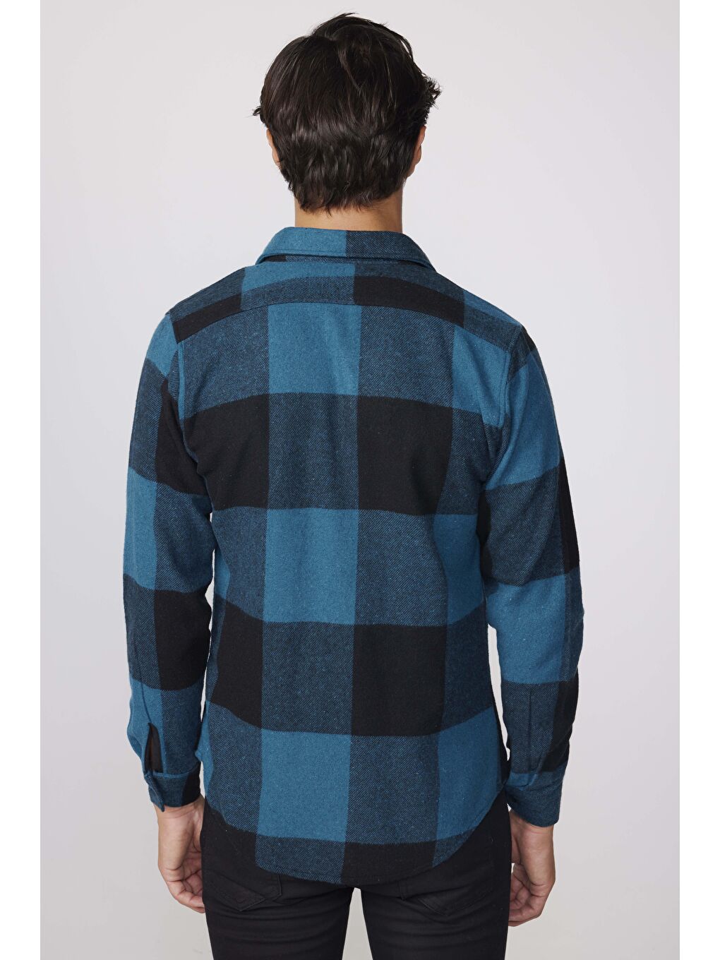 Karışık Slim Fit Büyük Kareli Çift Cepli Oduncu Erkek Gömlek-4