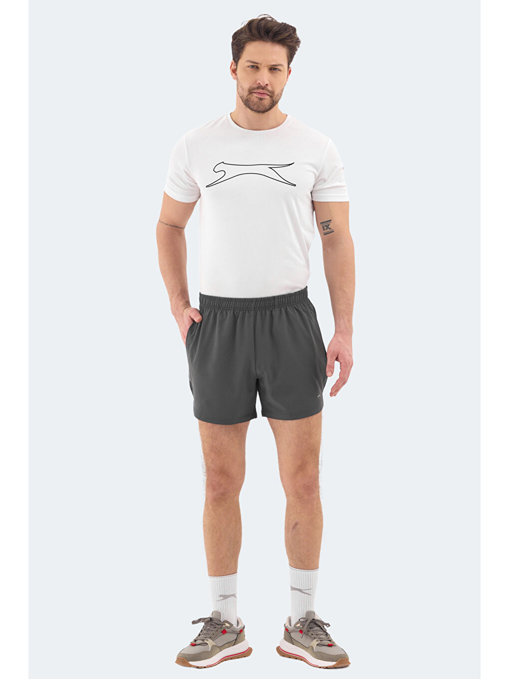 ROMANO Erkek Cepli Fıtness Koyu Gri Şort-3