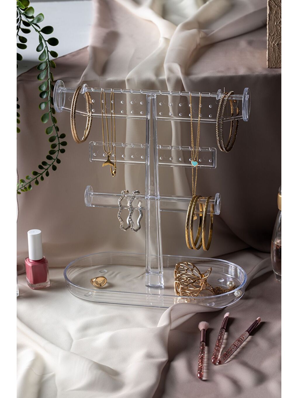 2 Adet Aksesuar Standı  Takı Organizeri  Kolye  Yüzük  Küpe Organizeri-2