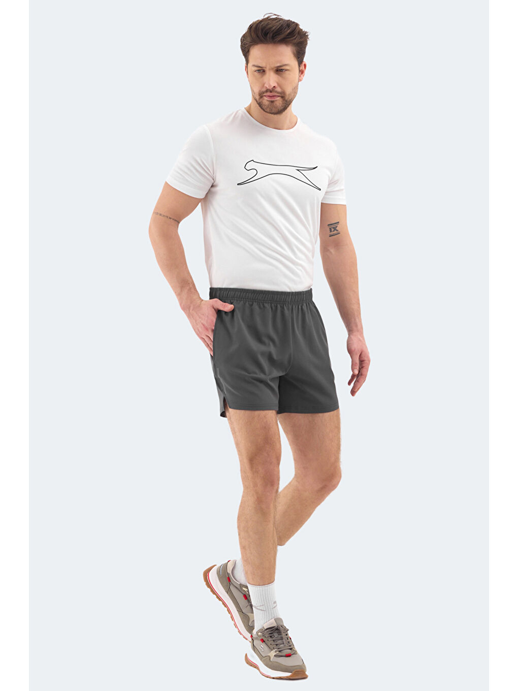 ROMANO Erkek Cepli Fıtness Koyu Gri Şort-6