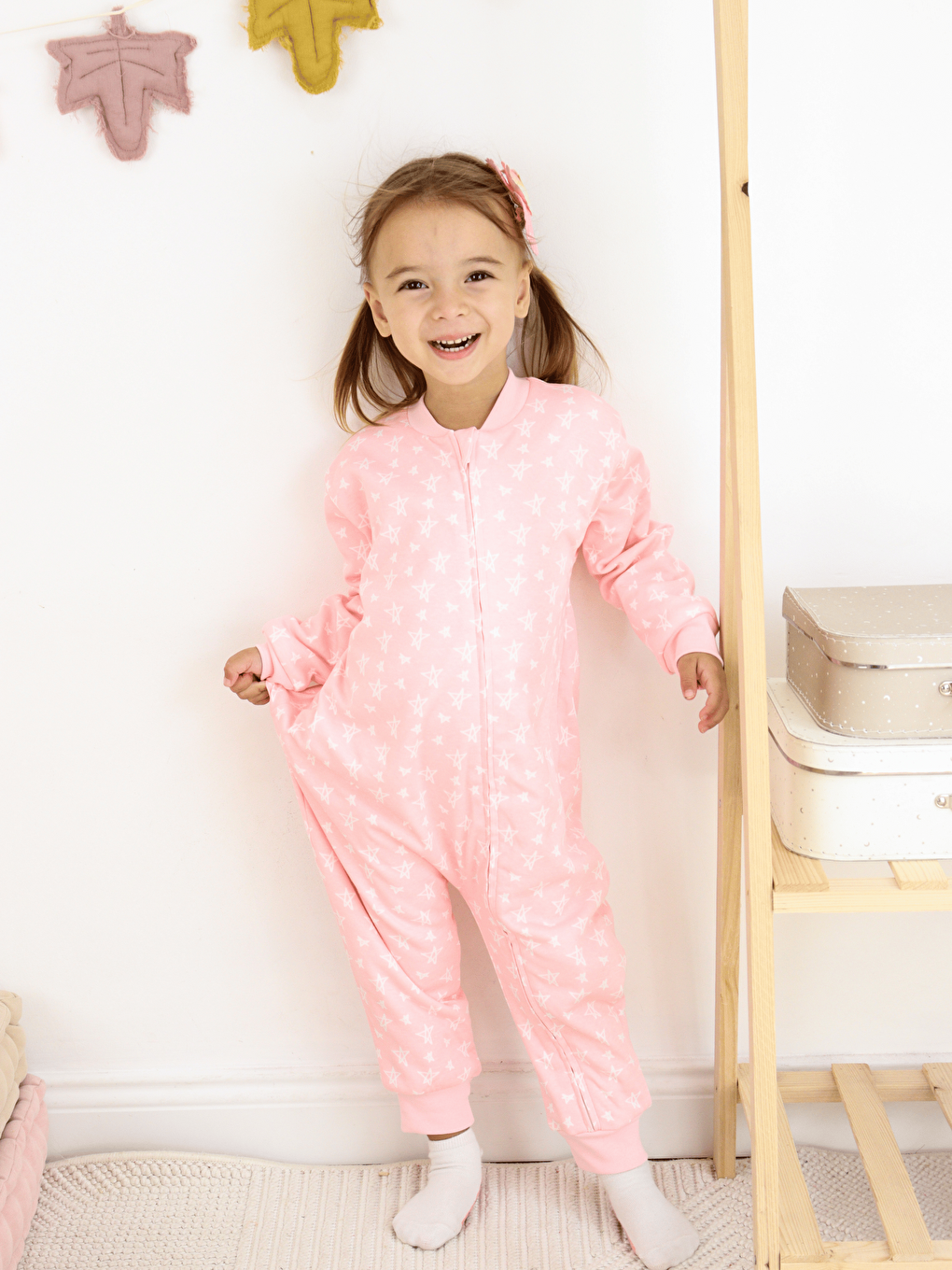 Pembe Bisiklet Yaka Elyaf Dolgulu Kız Çocuk Uyku Tulumu 1 Tog