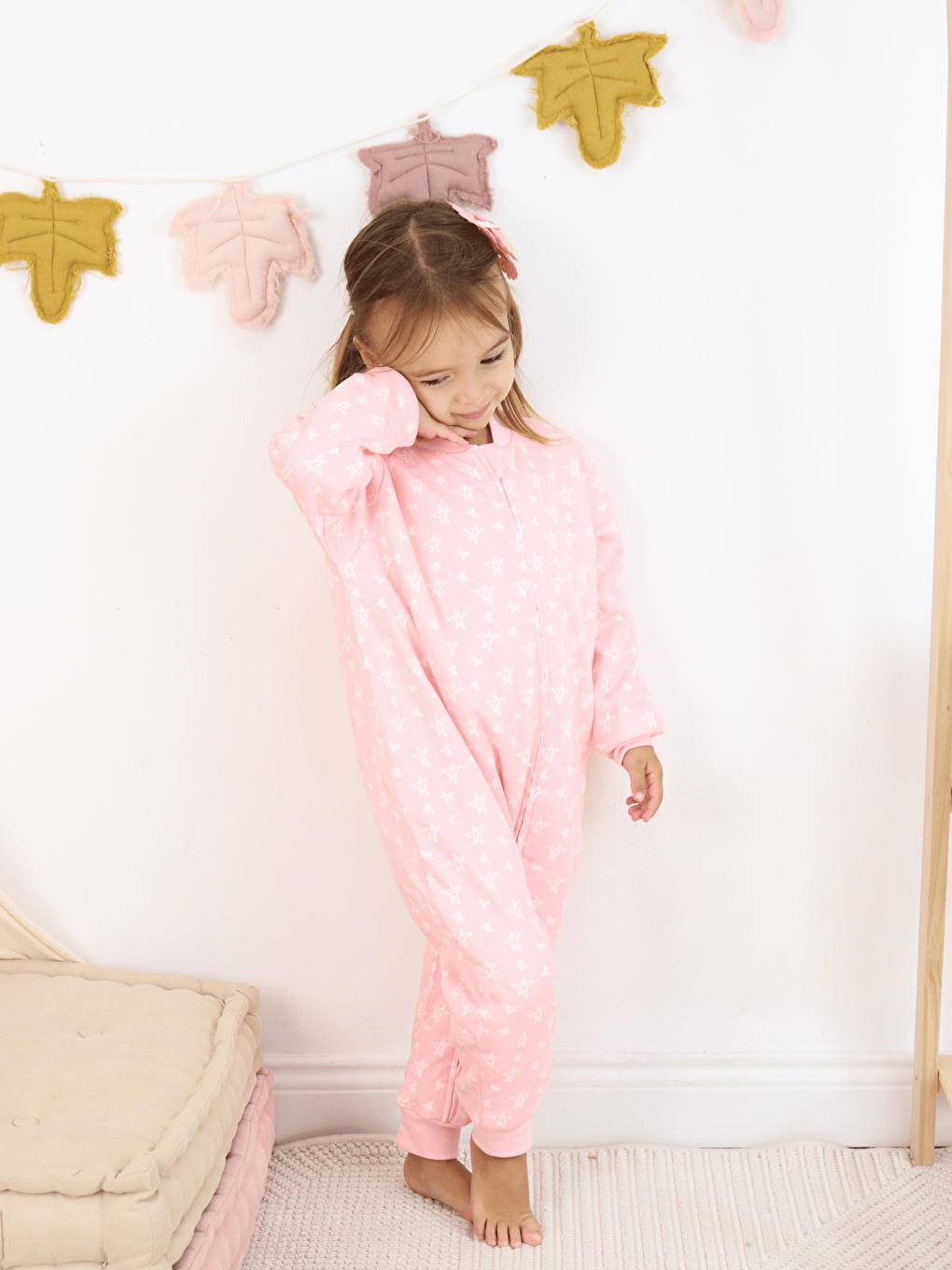 Pembe Bisiklet Yaka Elyaf Dolgulu Kız Çocuk Uyku Tulumu 1 Tog-1