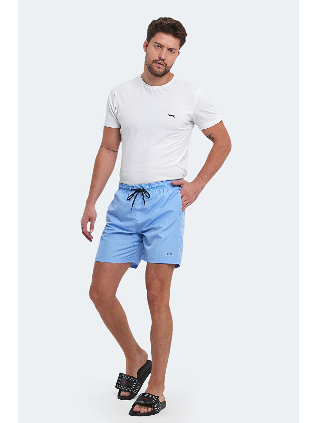 RENO Erkek Cepli Deniz Şortu Mavi Mayo-5