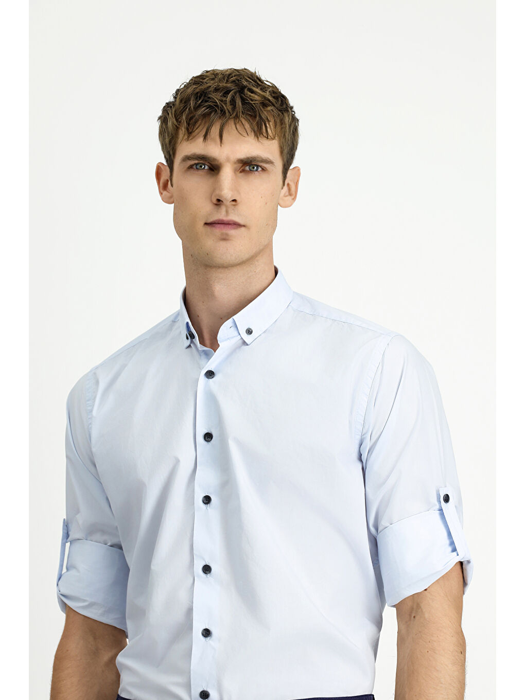 Mavi Uzun Kol Regular Fit Düğmeli Yaka Pamuk Gömlek-2