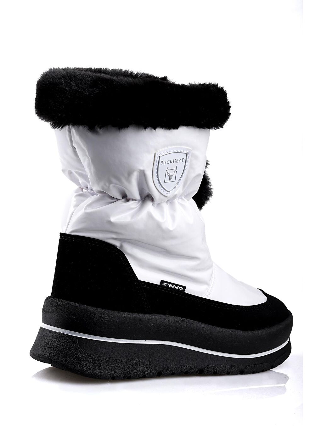 Beyaz Bella Su Geçirmez Fermuarlı Kadın Kar Botu Ayakkabı 1112-2