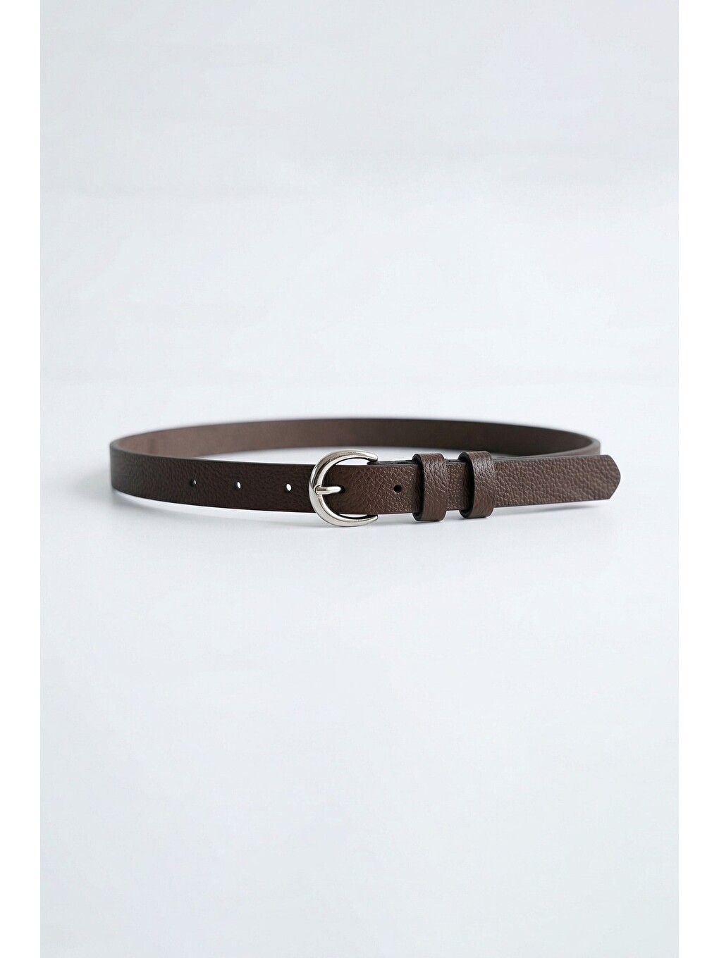 Erkek Smart Casual İnce Metal Tokalı Kemer Kahverengi