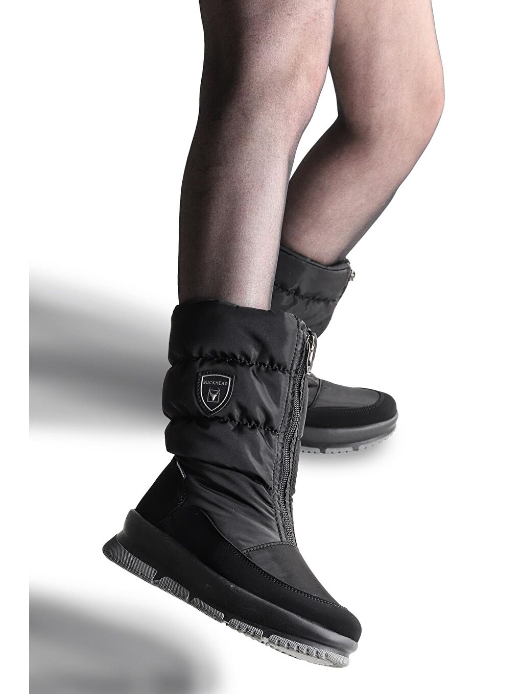 Siyah Angela Su Geçirmez Fermuarlı Kadın Kar Botu Ayakkabı 1115