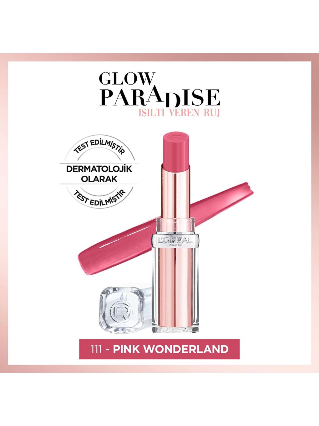 L'Oreal Paris Pembe Glow Paradise Balm-in-Lipstick - Işıltı Veren Ruj 111 Pink Wonderland