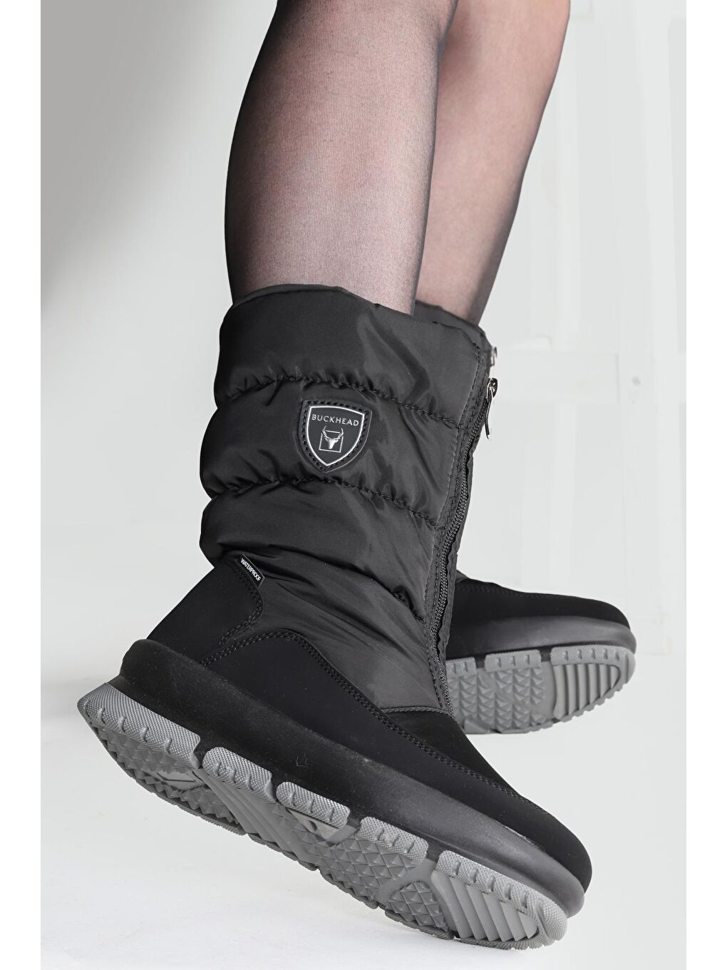 Siyah Angela Su Geçirmez Fermuarlı Kadın Kar Botu Ayakkabı 1115-1