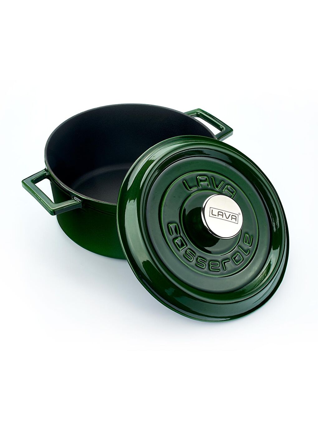 Yeşil Yuvarlak Tencere Döküm Demir Yekpare Kulplu Premium Serisi Çap(Ø)24cm.-2