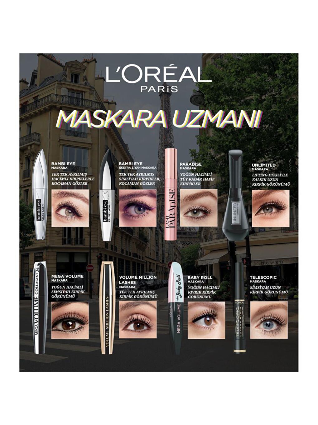 L'Oreal Paris Siyah Mega Volume Collagene 24H Siyah Maskara - 9