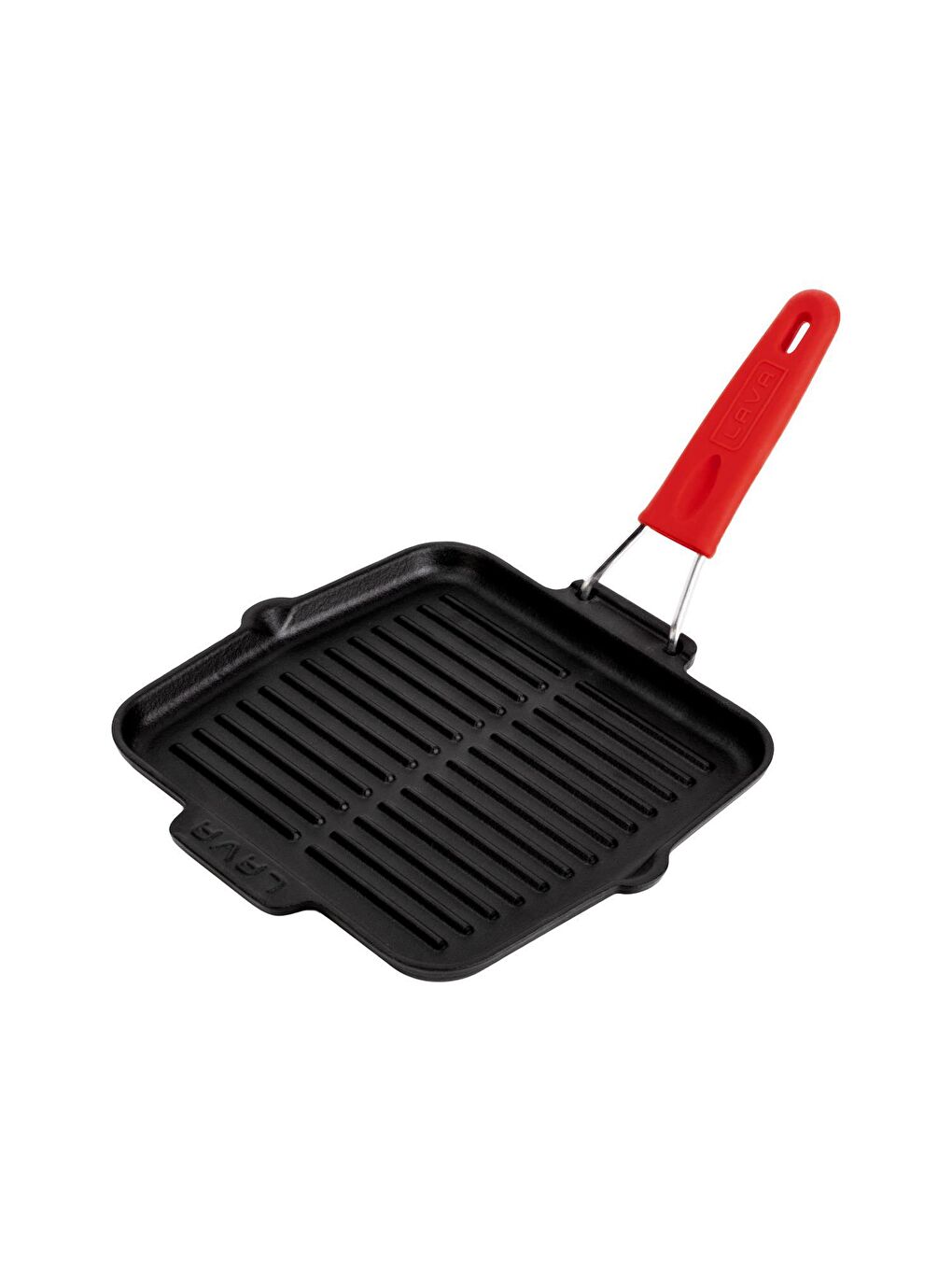 Kırmızı Kare Sığ Izgara Tavası Silikon Tel Saplı Ölçü 21x21cm.-1