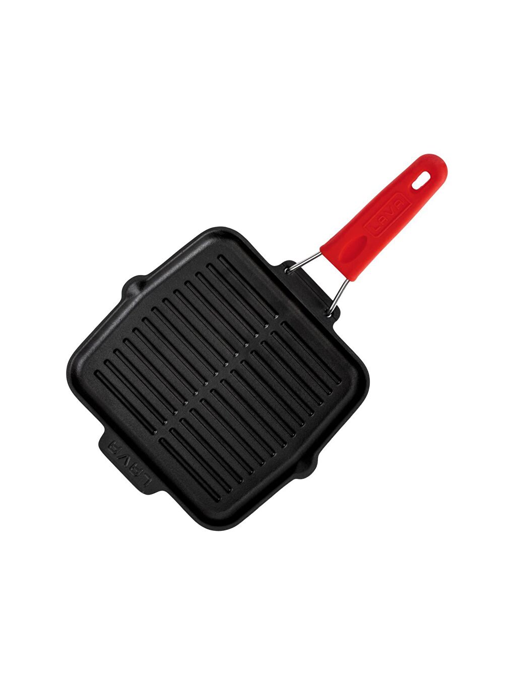 Kırmızı Kare Sığ Izgara Tavası Silikon Tel Saplı Ölçü 21x21cm.-2