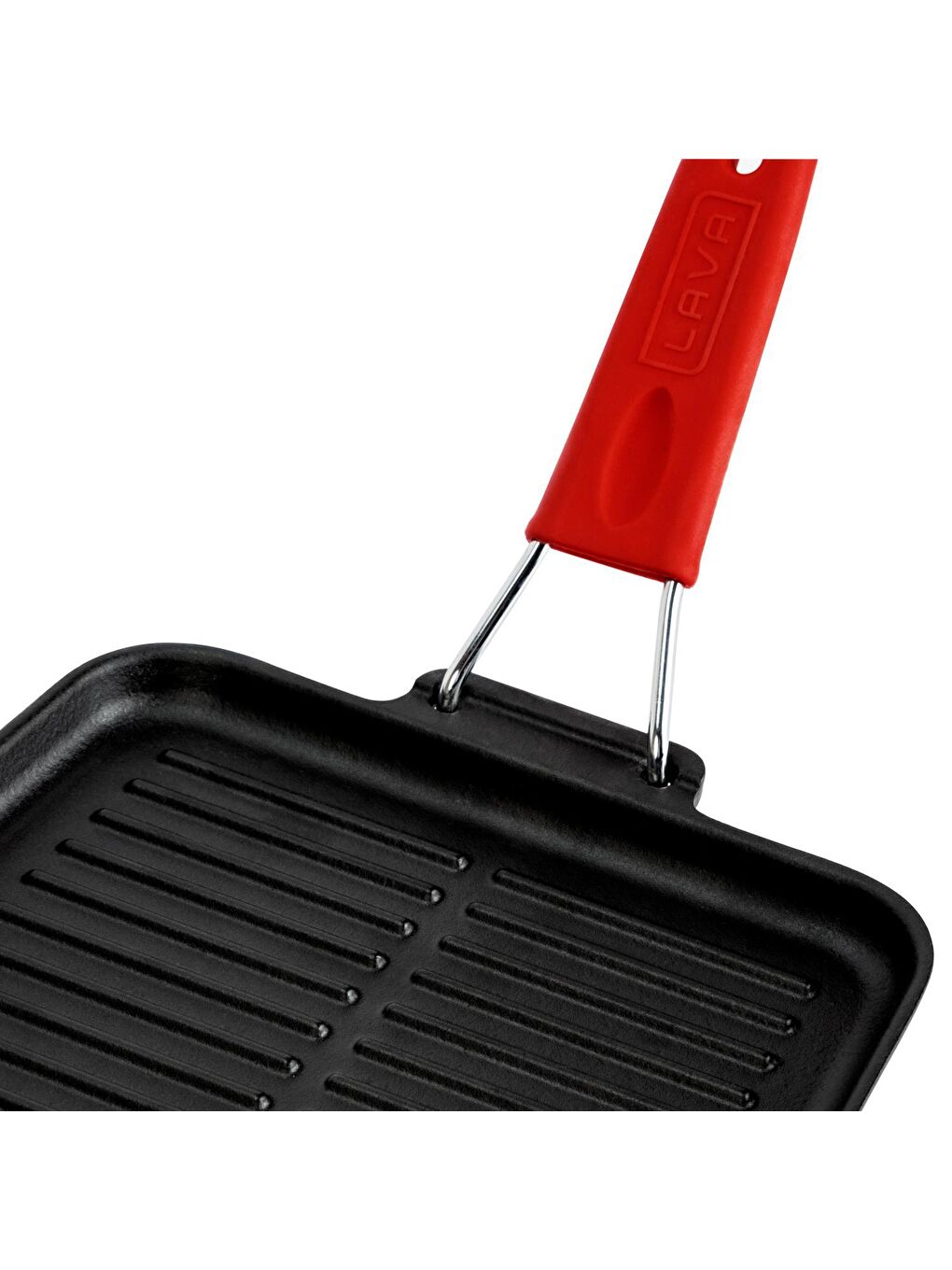 Kırmızı Kare Sığ Izgara Tavası Silikon Tel Saplı Ölçü 21x21cm.-3