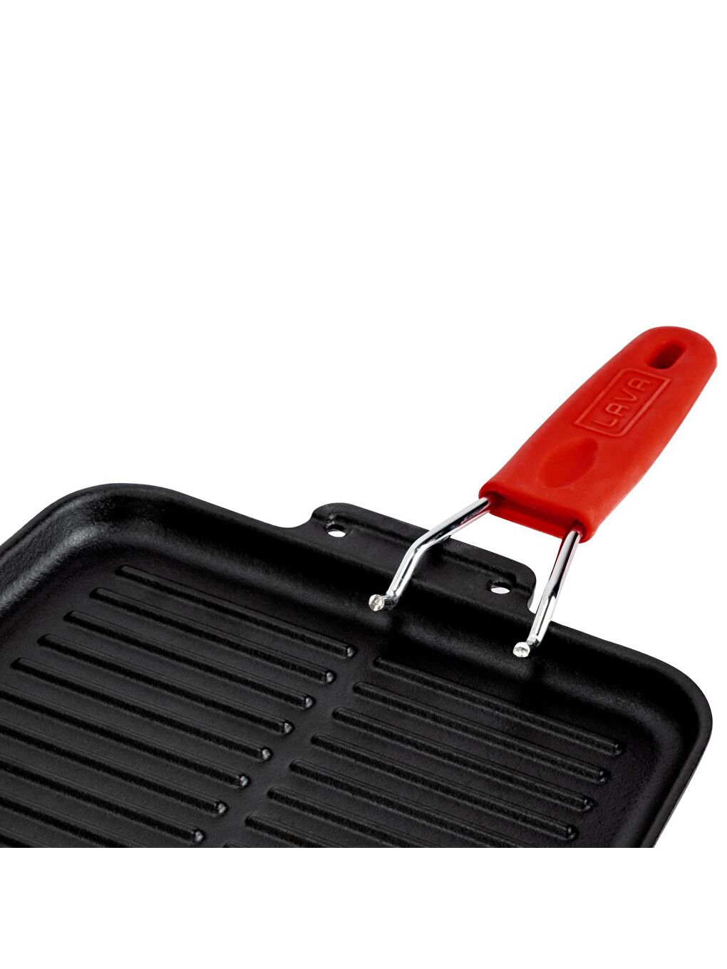 Kırmızı Kare Sığ Izgara Tavası Silikon Tel Saplı Ölçü 21x21cm.-4