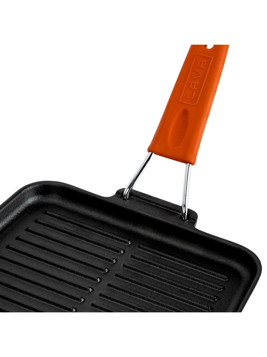 Turuncu Kare Sığ Izgara Tavası Silikon Tel Saplı Ölçü 21x21 cm-3