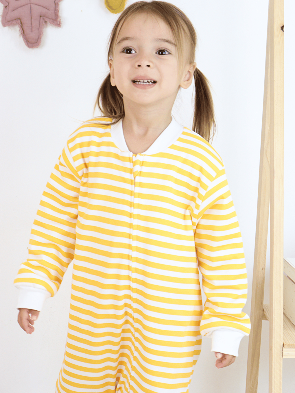 Sarı Bisiklet Yaka Elyaf Dolgulu Kız Bebek Uyku Tulumu 1 Tog-1