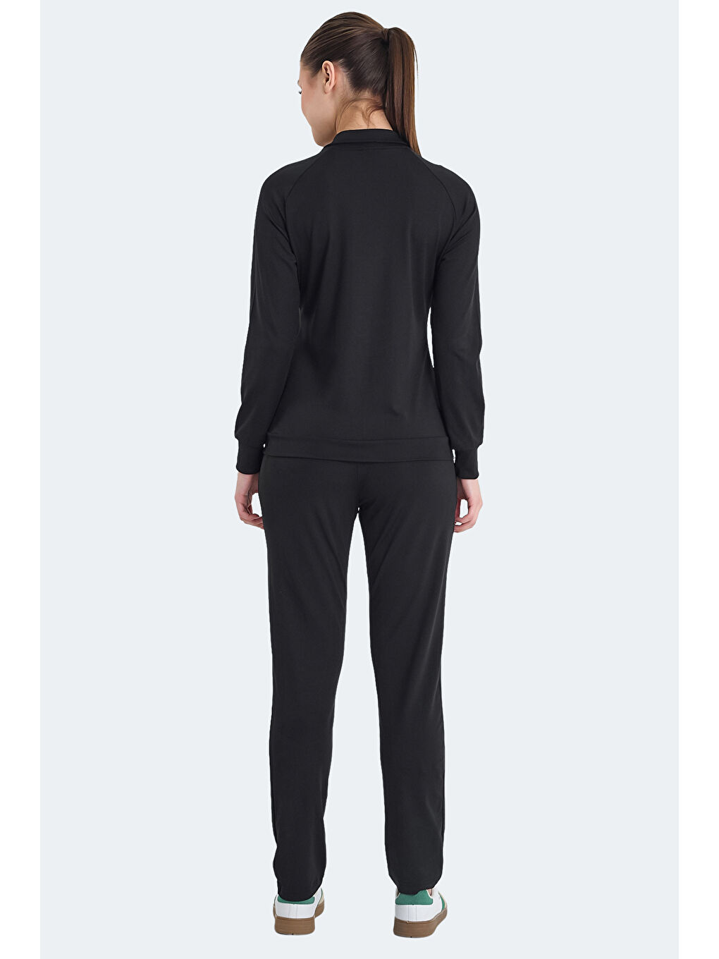 REFER Kadın Fermuarlı Dik Yaka Cepli Siyah Eşofman Takımı-1