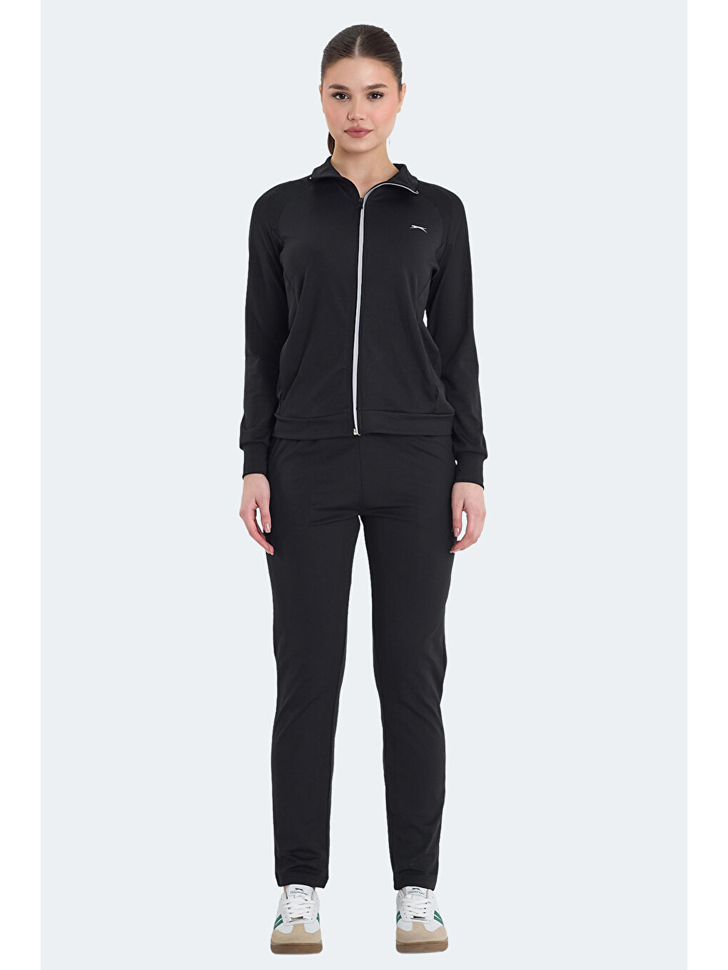 REFER Kadın Fermuarlı Dik Yaka Cepli Siyah Eşofman Takımı-2