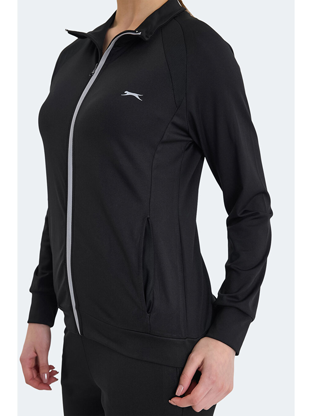 REFER Kadın Fermuarlı Dik Yaka Cepli Siyah Eşofman Takımı-3