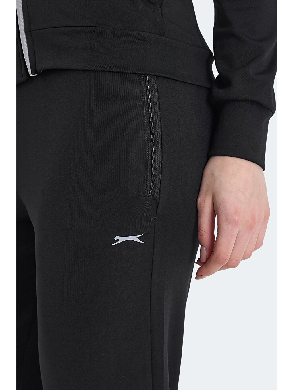 REFER Kadın Fermuarlı Dik Yaka Cepli Siyah Eşofman Takımı-4