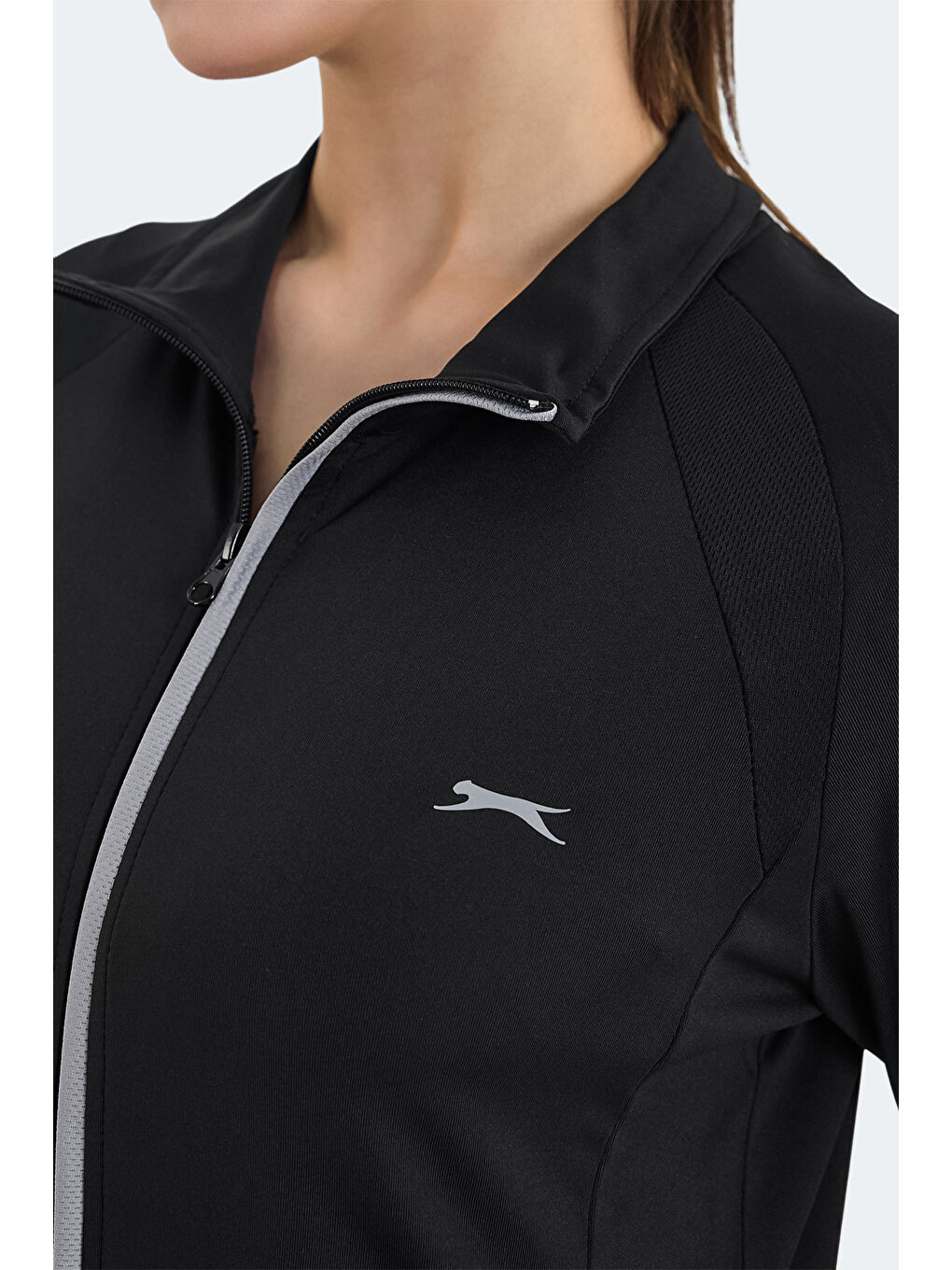 REFER Kadın Fermuarlı Dik Yaka Cepli Siyah Eşofman Takımı-5