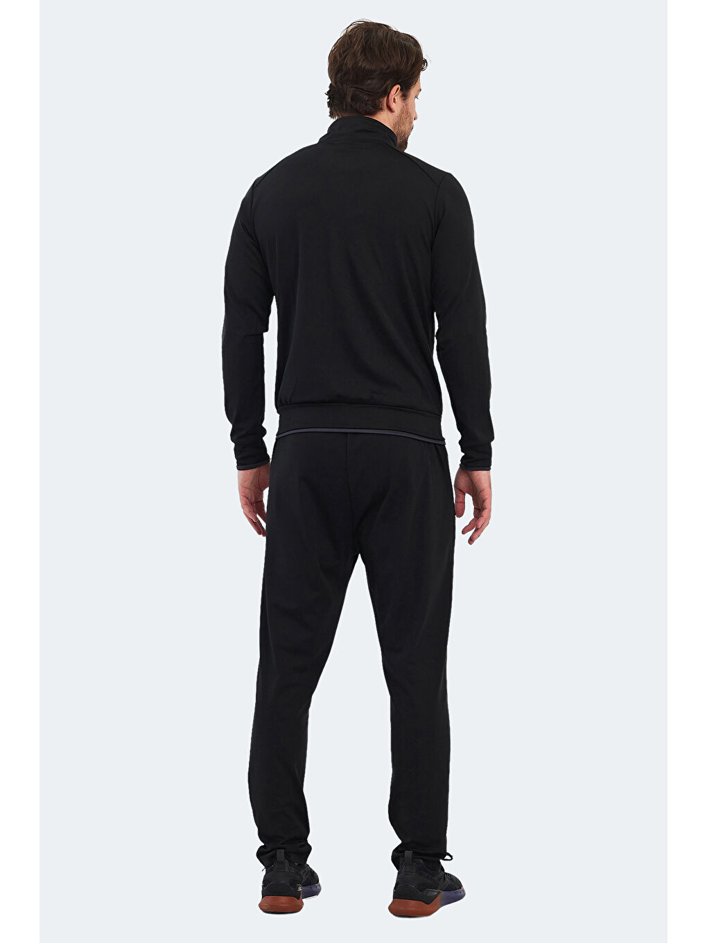 Siyah Fermuarlı Uzun Kollu Erkek Eşofman Takımı-1