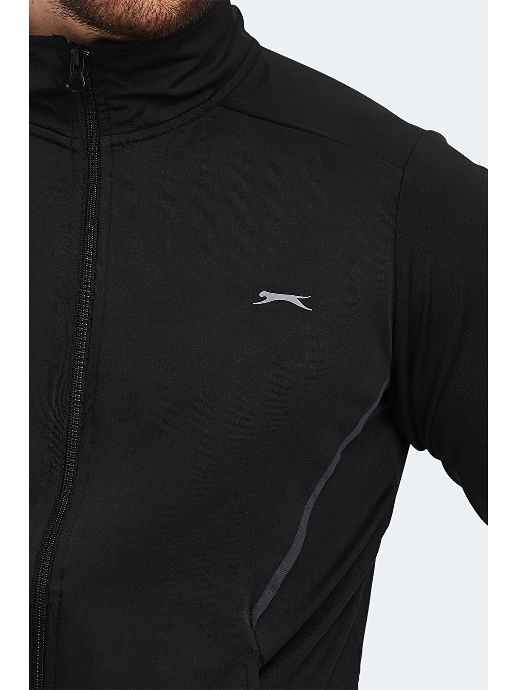 Siyah Fermuarlı Uzun Kollu Erkek Eşofman Takımı-3