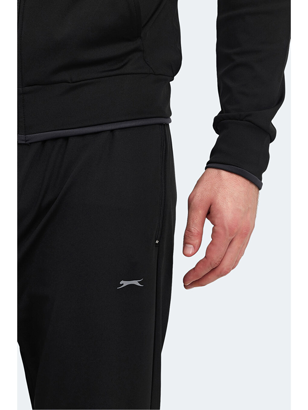 Siyah Fermuarlı Uzun Kollu Erkek Eşofman Takımı-4