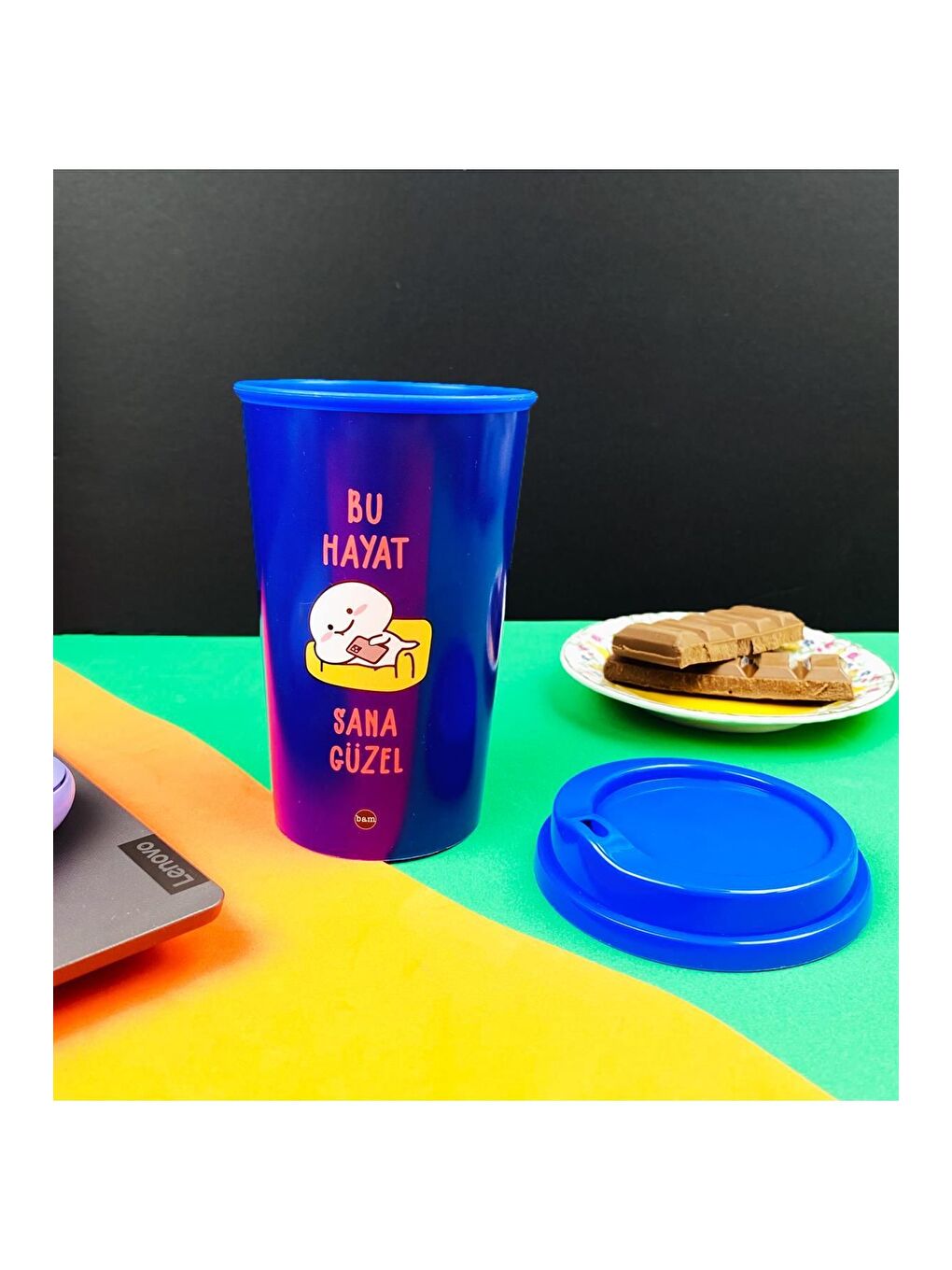 Karışık Motto Tasarımlı Plastik Kahve Bardağı-2