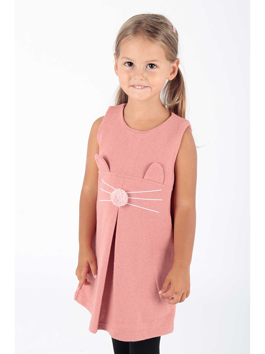 Pembe AHENK KİDS AK520566 KIZ KEDİ BASKILI ELBİSE