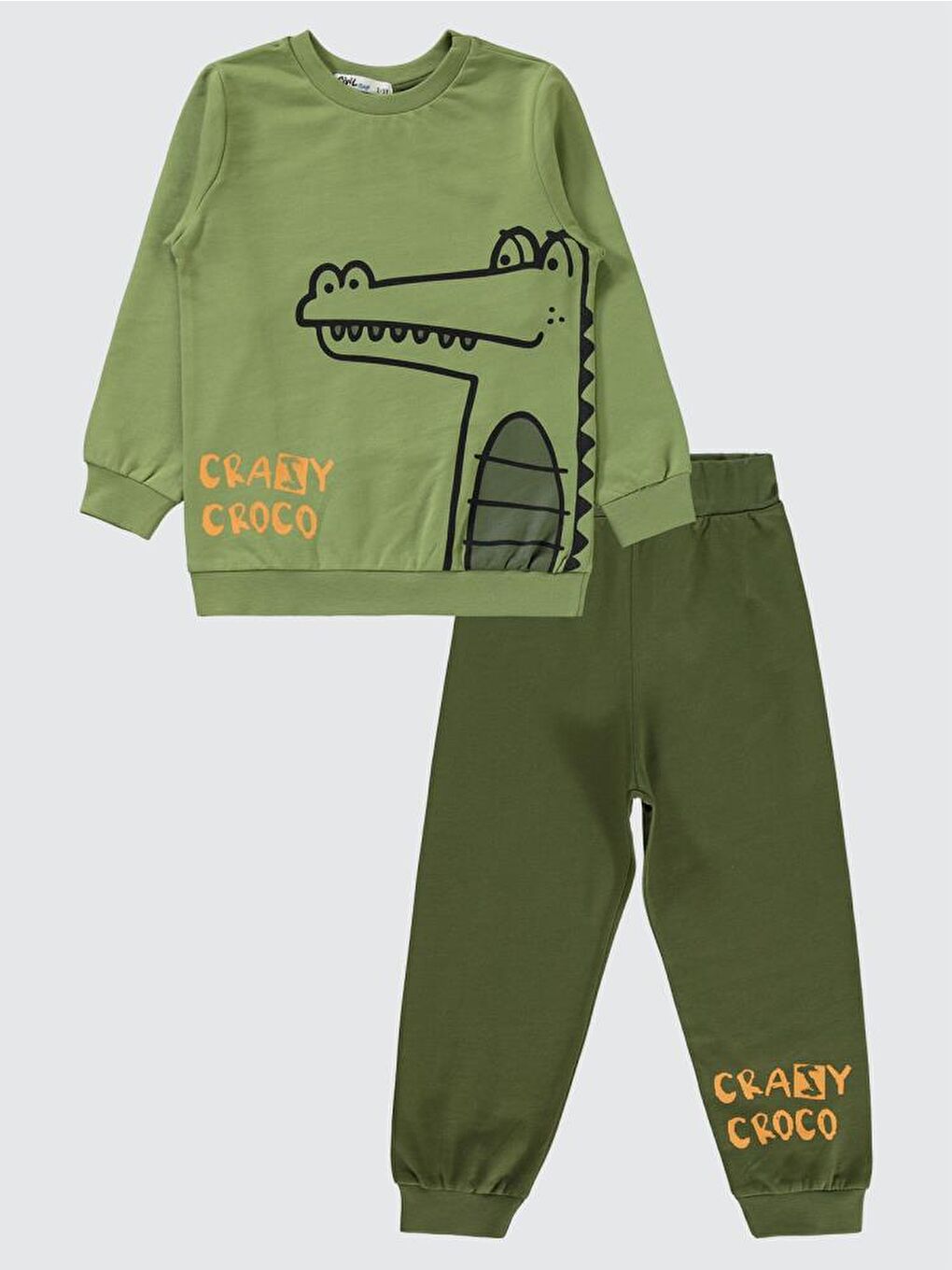 Boys Crazy Croco Baskılı 2-5 Yaş Eşofman Takımı - Haki 4-5 Yaş-2