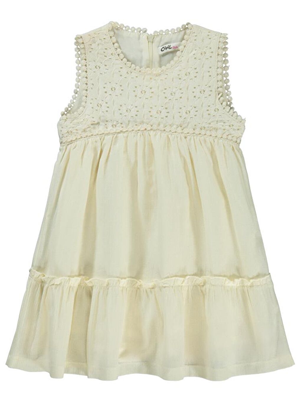 Girls Natural 2-5 Yaş Elbise - Bej 3-4 Yaş